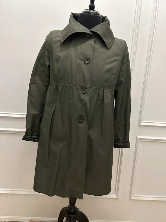DKNY Olive Green Lightweight Trench Coat Women’s Large Classic Jacket - Picture 1 of 5